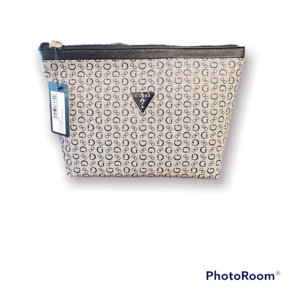Guess Women Logo Coal Cosmetic Makeup Pouch Travel Bag Brand New - Picture 1 of 2